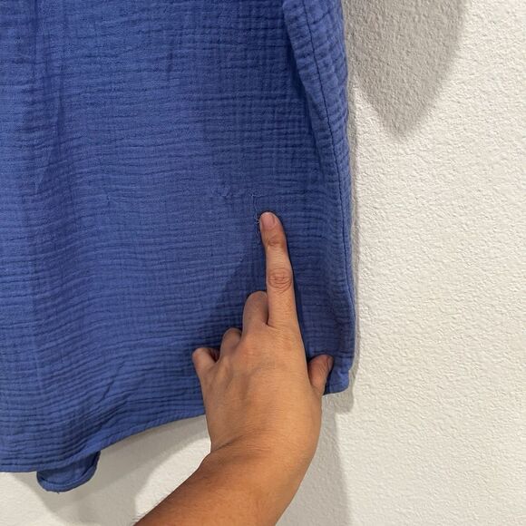 CMC Color Me Cotton Blue Gauzy Cotton Shirt Sz L Oversized Lagenlook Modest - Picture 6 of 8